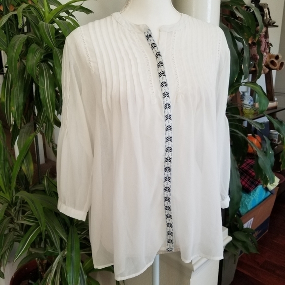 Charming Charlie Tops - Charming Charlie Sheer 3/4 Sleeve Blouse Lg